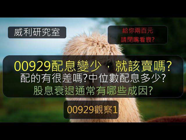 S20EP18 | 00929 配息變少，就該賣嗎?配的有很差嗎?中位數配息多少?股息衰退通常有哪些成因?給你兩百元，請閉嘴看衰?【00929觀察1】