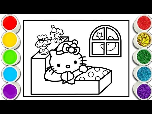 Hello Kitty Bedroom Drawing, Painting, Coloring for Kids and Toddlers.  @Afzaaldrawing