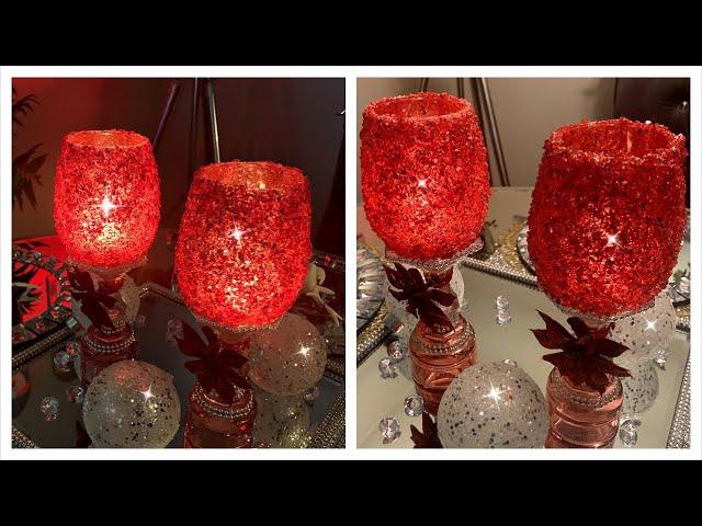 DIY Dollar Tree Valentines Day Crushed Glass Candle Holders | Dollar Tree Holiday DIY