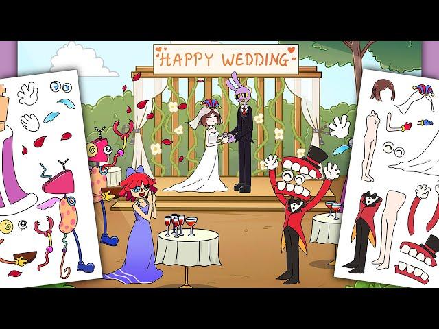 Decorate with Sticker Book Pomni and Jax get married - The Amazing Digital Circus wedding party