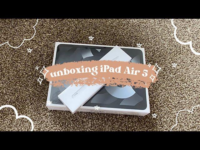  iPad Air 5 space grey unboxing + Apple Pencil 2 + cute accessories 🪐 | aesthetic vlog