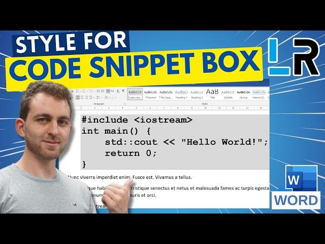 MS Word Create style for code snippet box  2 MINUTES