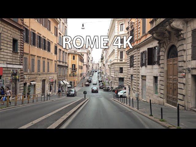 Rome 4K - Morning Drive - Driving Downtown