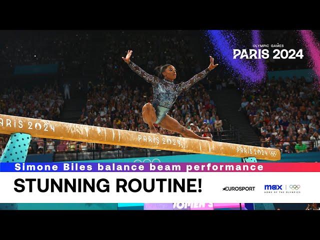 ABSOLUTELY INCREDIBLE  | Simone Biles balance beam performance #Paris2024 