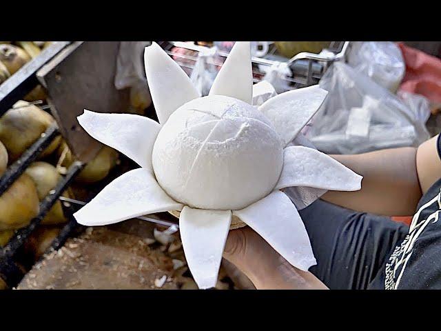 amazing coconut cutting skills! coconut pudding - vietnamese street food