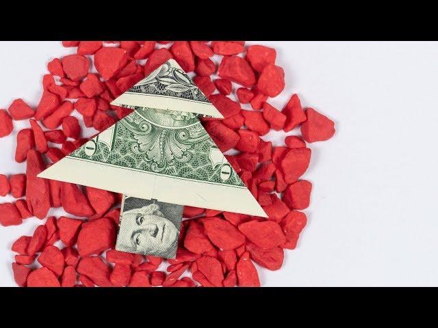 Money origami Christmas tree  Making a Dollar Christmas tree