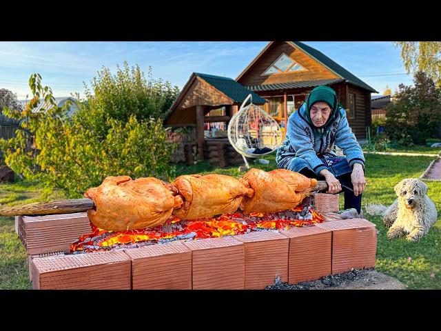 Juicy Grilled Chicken Over a Campfire in the Village! Taste of Nature