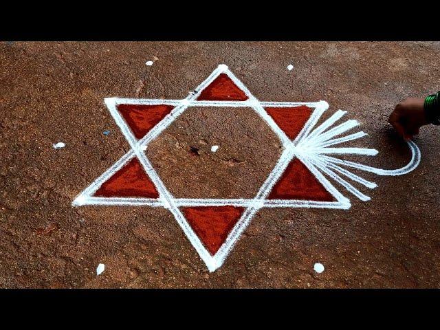 Aadi 18 star flowers kolam|5*3 aadivelli special kolam|aadiperukku kolam|Super rangoli