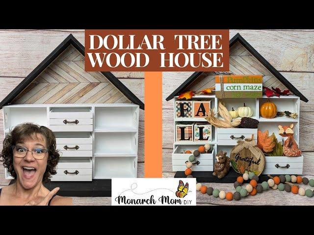 DOLLAR TREE WOOD HOUSE DIY | Tiered Tray House | Dollar Tree DIY | Wood Crafts | QMay Air Dry Clay