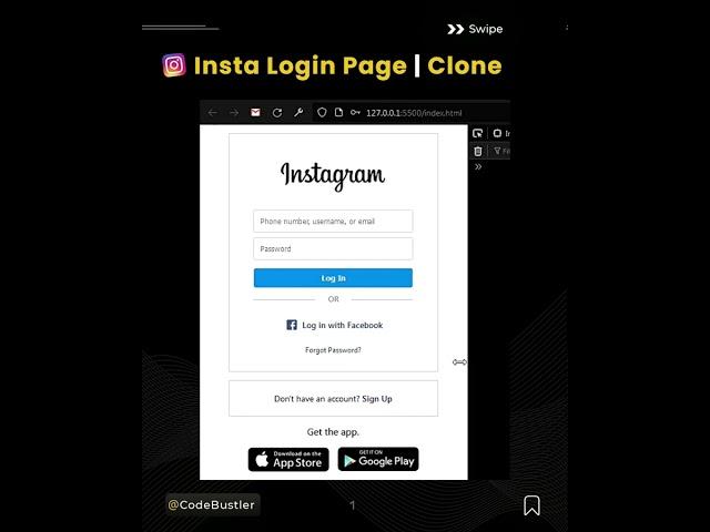 Project : Insta Login Page Using HTML & CSS #shorts #codebustler