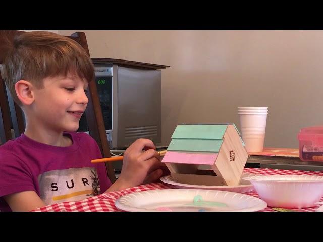 Josh Paints Birdhouse