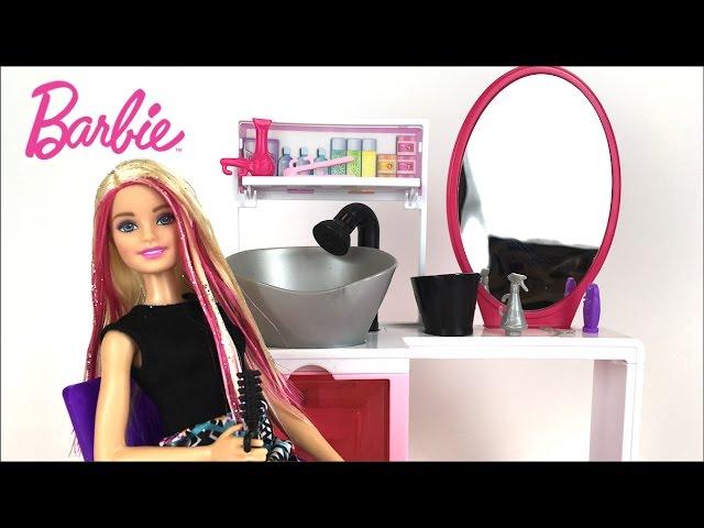 MATTEL BARBIE SPARKLE STYLE SALON COMPLETE WITH COMB ON GLITTER AND A REAL WORKING SINK - UNBOXING