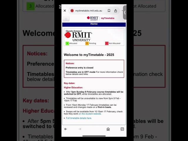 Rmit Timetable 2025 process #australia