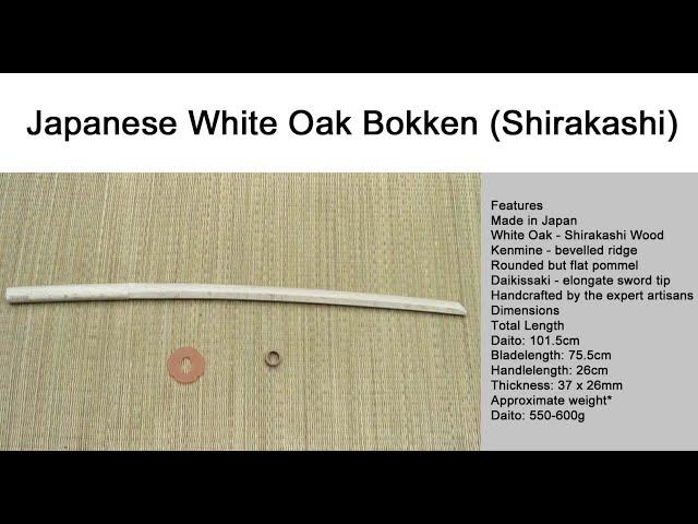 Japanese White Oak Shirakashi Bokken - Tozando