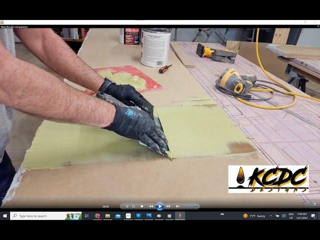 Testing out a different brand of body filler for epoxy countertop seams. KCDC Designs