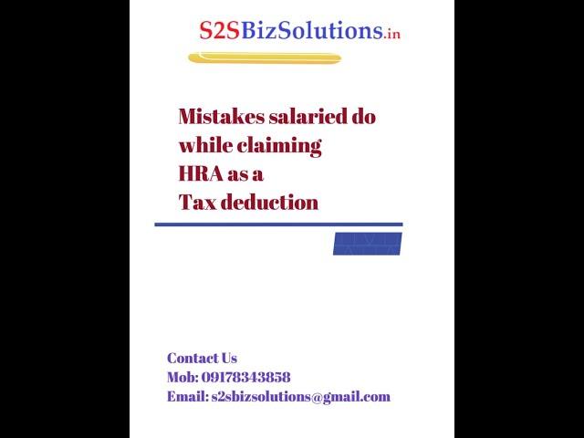 Mistakes salaried do while claiming HRA as a Tax deduction