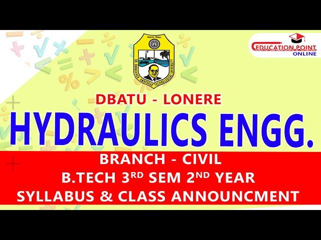 DBATU Hydraulics Engineering (DBATU- Lonere) for B.Tech Civil 3rd Sem 2nd Year Syllabus