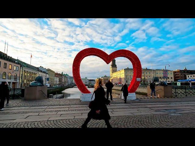 Gothenburg Sweden walk from Lejontrappan to Lilla torget on a December day 4k