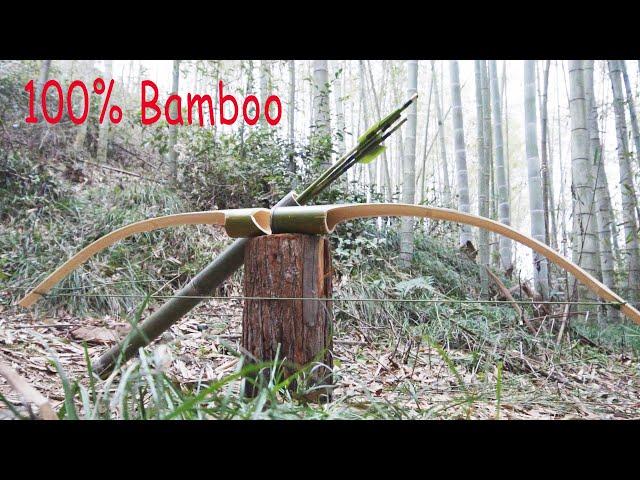 How to Make a Bow, Arrow, and Quiver Entirely Out of Bamboo.Primitive Archery,Survival Bow making .