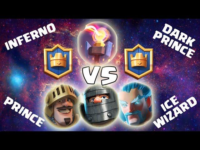 Clash Royale - Inferno Tower vs Prince, Dark Prince and Ice Wizard