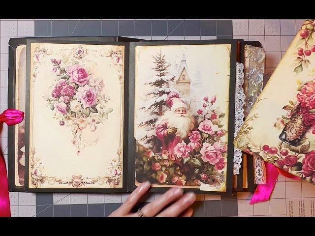 Pink Christmas Junk Journal by Jenny|Pink Rose Christmas Journal Kit​⁠@thegingerbreadprints