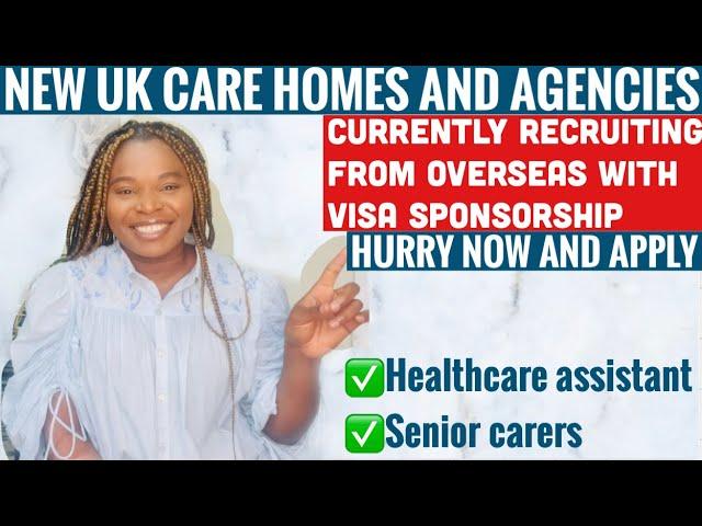 UK CARE HOMES AND AGENCIES CURRENTLY RECRUITING WITH VISA SPONSORSHIP.(HURRY AND APPLY NOW)