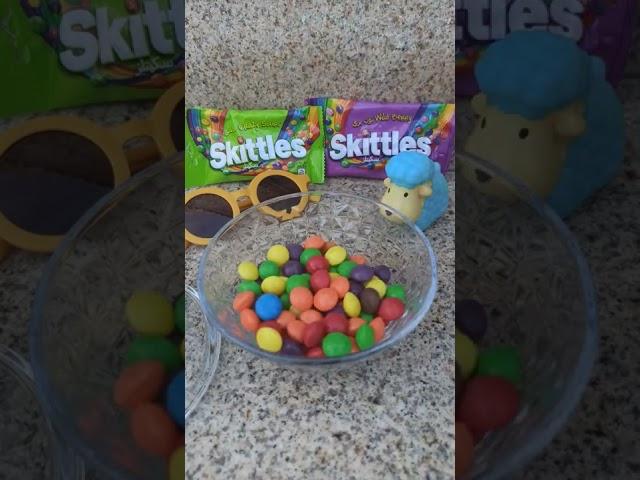 Filling Colorful SkittlesSour Candy's | in the Cristal Glass  #skittles #asmrsounds #shorts