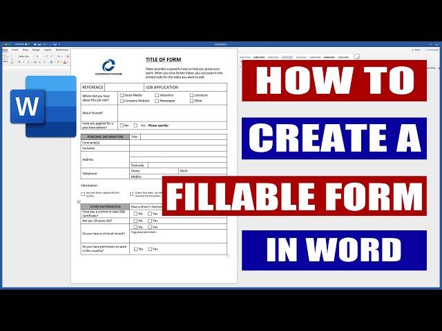 How to Create a Fillable Form in Word | Microsoft Word Tutorials