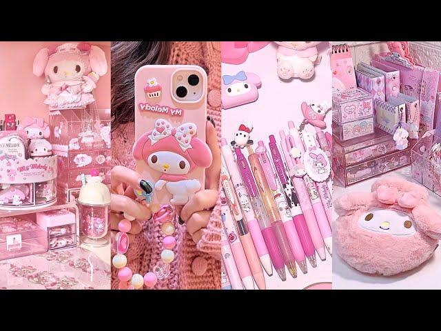 pink cute stationery organization | Sanrio stationery haul| ASMR