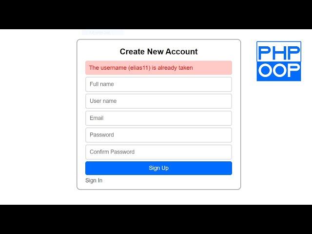 Complete User Login & Registration using OOP PHP and MySQL database - Sign up