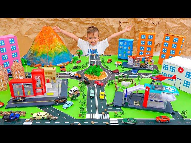 Vlad and Niki play with toy Cars and build Matchbox City