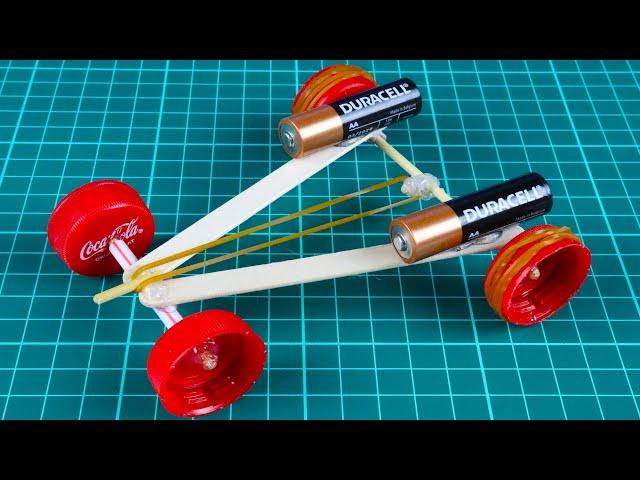 How To Make a Rubber Band Car (SIMPLE CAR TOY)