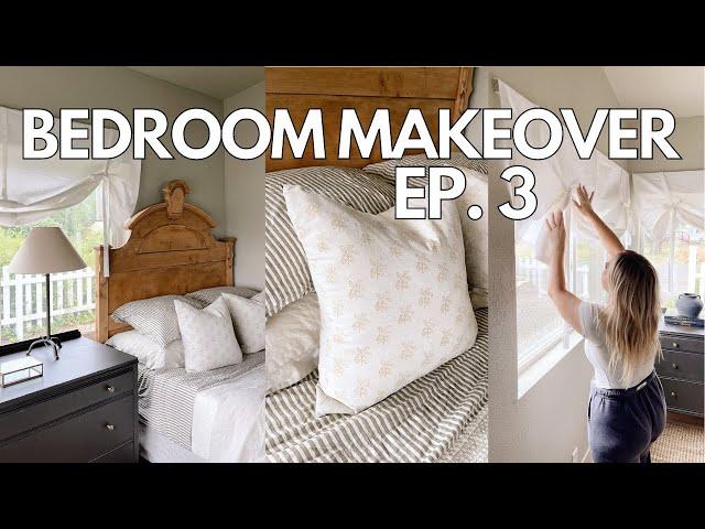 BEDROOM MAKEOVER EP. 3 | English Cottage Inspired Room Makeover | DIY Block Print Pillow