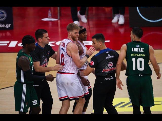 Greek derbies are different!  Closing seconds of Finals Game 2 between Olympiacos and Panathinaikos