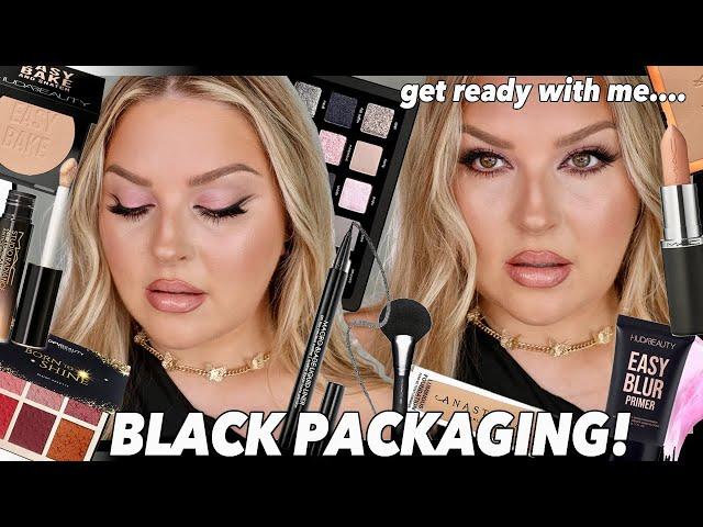 full face of BLACK products challenge  GRWM (packaging challenge)