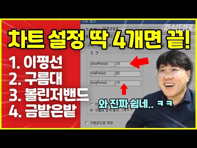 주식 쌩초보를 위한 대박 차트 설정법 꿀팁! 이거 4개만 알아도 주식 끝! (키움증권 영웅문) #주식단테