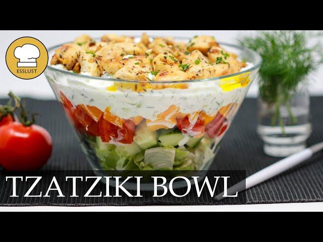 TZATZIKI-BOWL mit PUTENWÜRFELN - lecker low carb