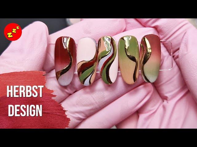 Abstraktes Herbst Naildesign mit Gellack & Pigment | Lazy Nailz 102