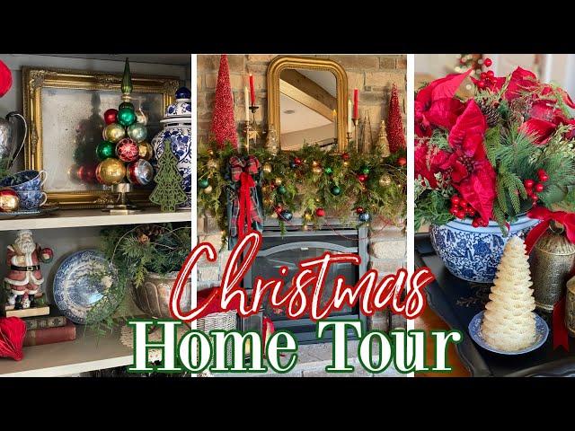 CHRISTMAS HOME TOUR 2024 | TRADITIONAL CLASSIC CHRISTMAS MIXED WITH BLUE & WHITE