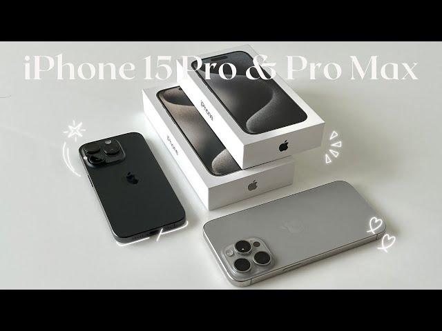 iPhone 15 Pro and Pro Max unboxing aesthetic | Black Titanium Natural Titanium🩶