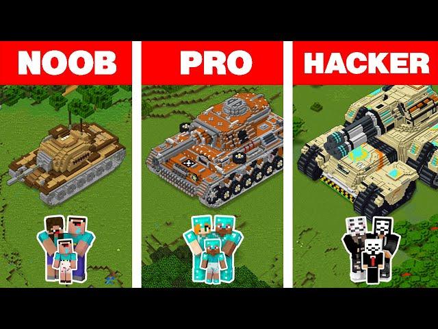 Minecraft NOOB vs PRO vs HACKER: FAMILY TANK HOUSE BUILD CHALLENGE / Animation