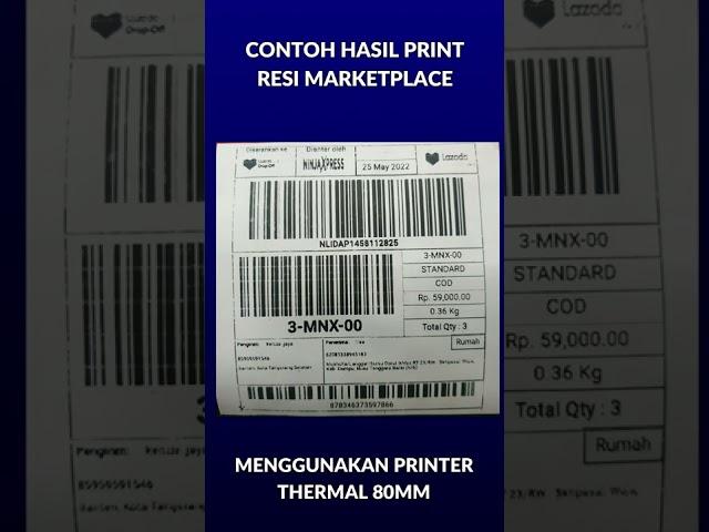 CONTOH HASIL PRINT LABEL RESI MENGGUNAKAN PRINTER THERMAL 80MM