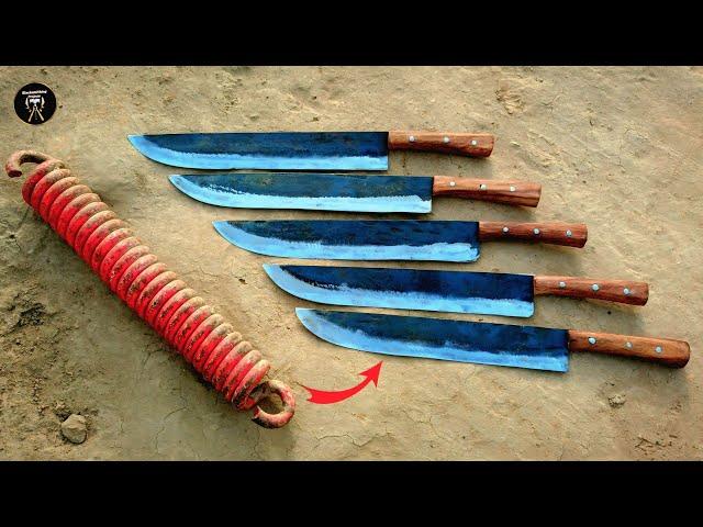 Amazing Process of making Five Knives from an Old Rusty Spring