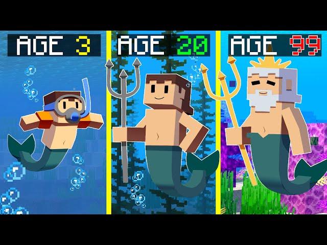 Surviving 99 Years As A MERMAID In Minecraft! #TeamSeas