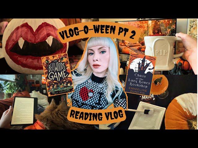 VLOG-O-WEEN Pt 2  pumpkin painting  movie night ambient fall + halloween books