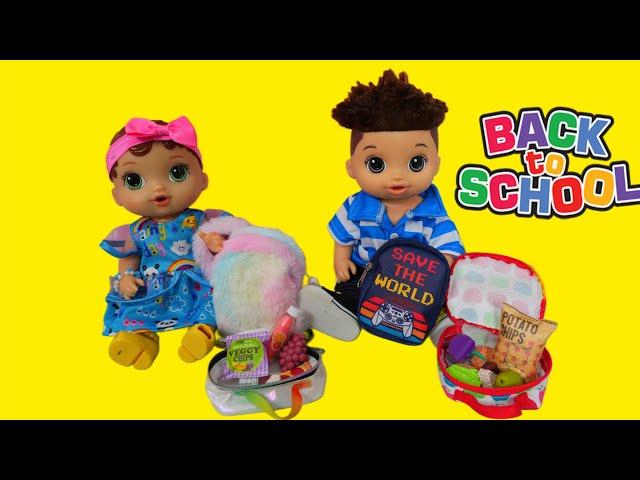 Baby Alive doll Abby packing backpack and lunch box