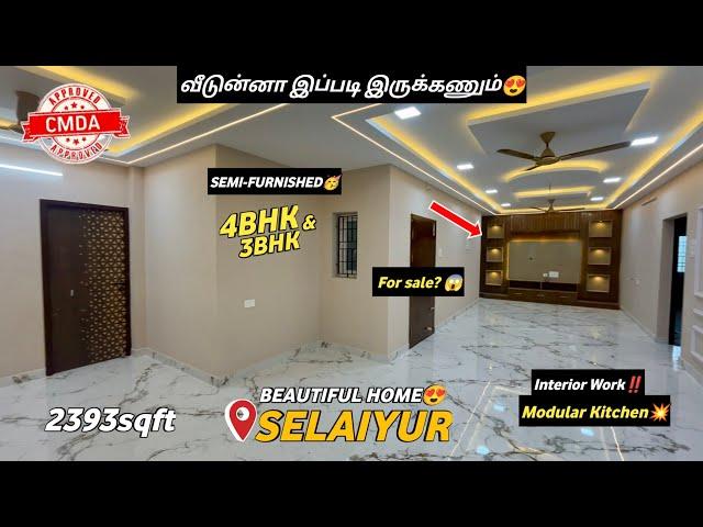 2393sqftSpacious Flat for sale in Chennai SelaiyurSemi-Furnished4BHK & 3BHKClose to Market