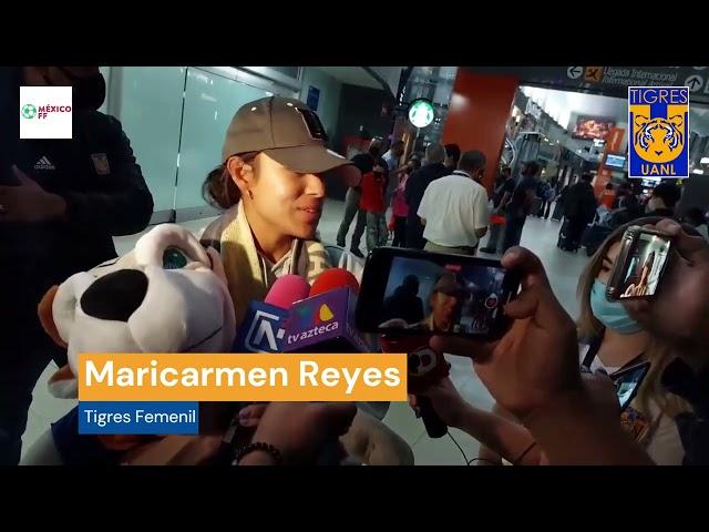 Maricarmen Reyes a su llegada a Monterrey para reportar con Tigres Femenil.