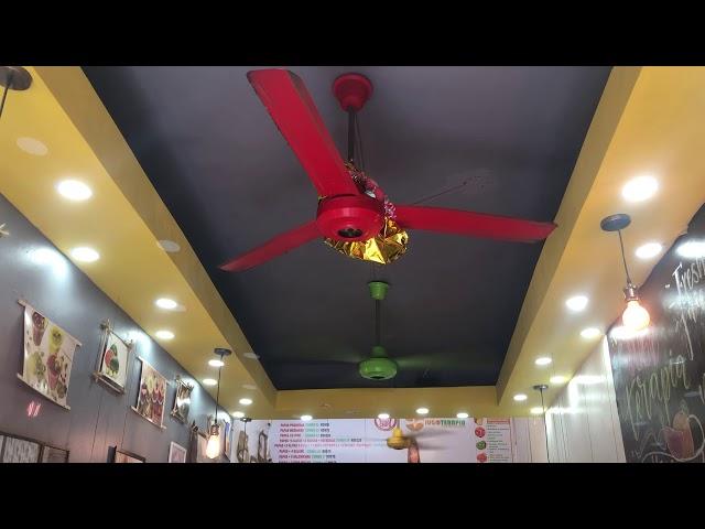 KDK Industrial Ceiling Fans at Smoothie Place (Red/Green/Yellow)