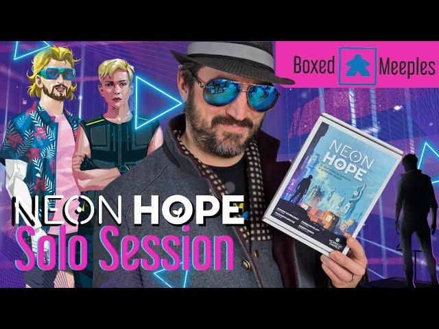 Neon Hope - Solo Session - Review of this Cyber Punk Narrative Kickstarter Board game